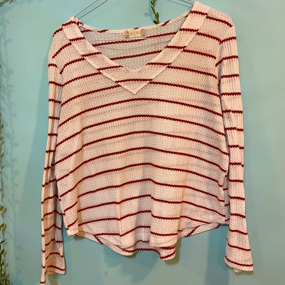 Long Sleeve V Neck Striped Shirt